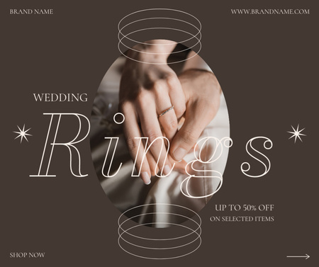 Offer Discounts on Wedding Rings for Bridal Facebook Design Template