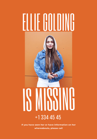 Announcement of Missing Young Girl Poster 28x40in – шаблон для дизайна