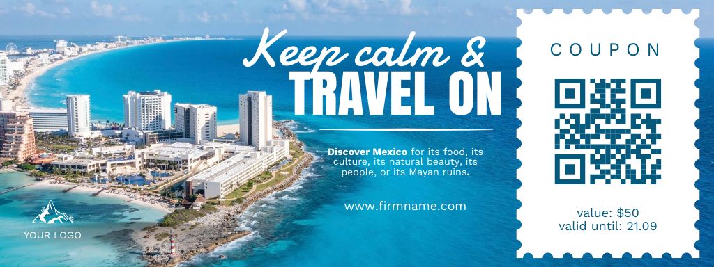 Incredible Travel Tour Offer To Mexico Coupon Tasarım Şablonu