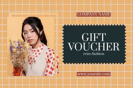 Retro Fashion Gift Voucher Offer Gift Certificate tervezősablon
