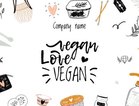 Vegan Lifestyle Concept with Eco Products Postcard 4.2x5.5in Design Template