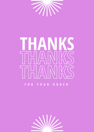 Cute Thankful Phrase on Violet Pattern Postcard A6 Vertical Design Template