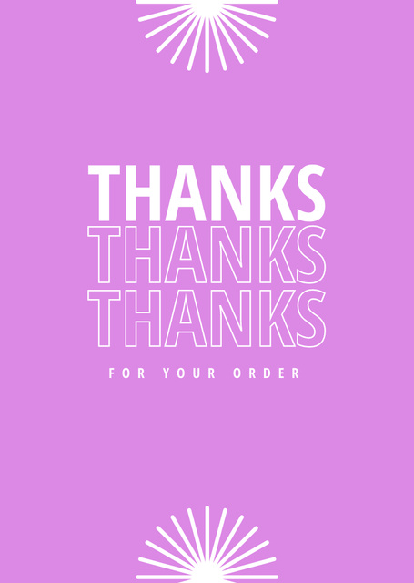 Cute Thankful Phrase on Violet Pattern Postcard A6 Vertical Design Template