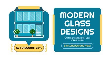 Template di design Annuncio di design moderno in vetro con illustrazione di finestre Facebook AD
