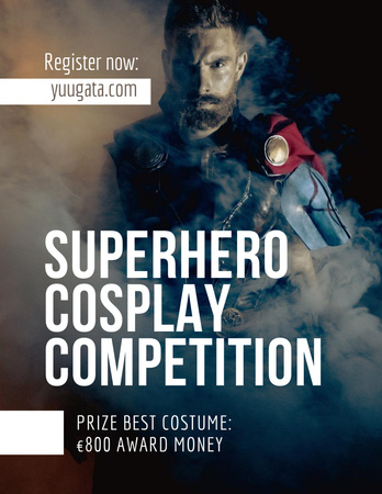 Exciting Superhero Cosplay Contest Poster 8.5x11in Design Template