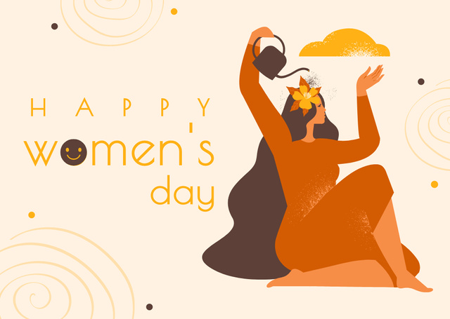 Women's Day Holiday Congratulations In Yellow Card Tasarım Şablonu