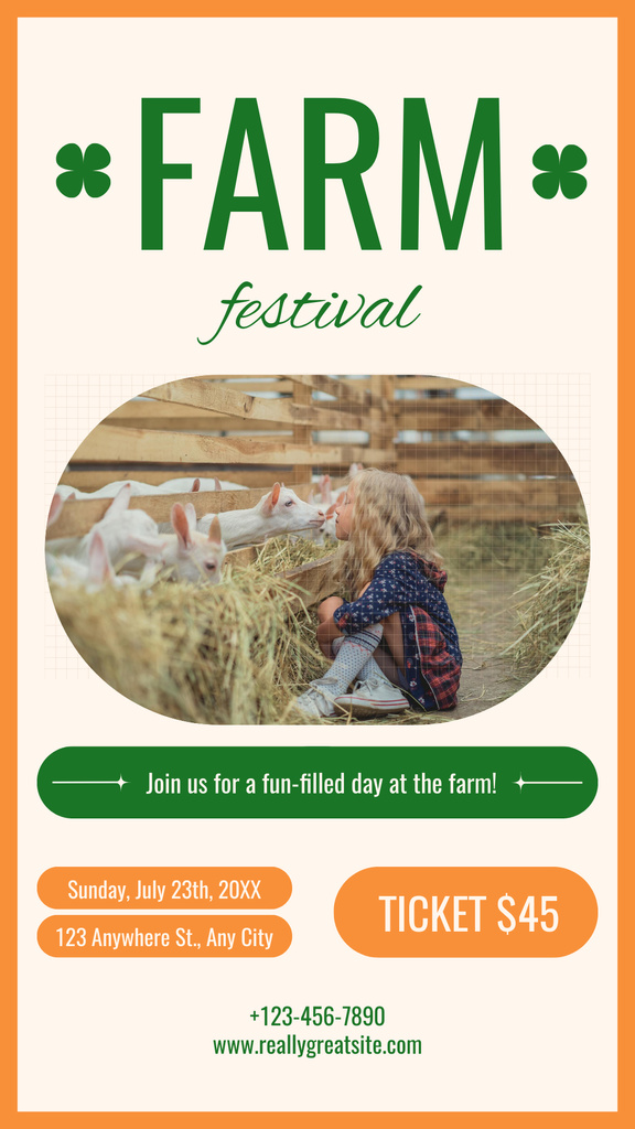 Designvorlage Little Girl with Goats at Farm Festival für Instagram Story