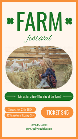 Designvorlage Kleines Mädchen mit Ziegen beim Bauernhoffest für Instagram Story