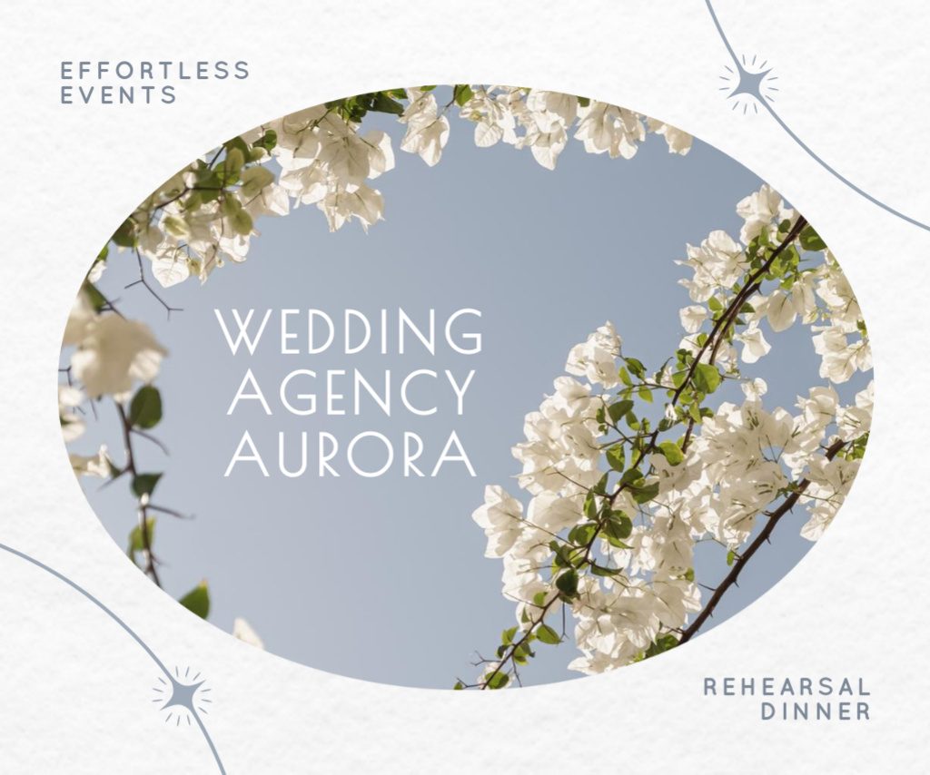 Wedding Agency Services Ad with Blooming Twigs Medium Rectangle Design Template