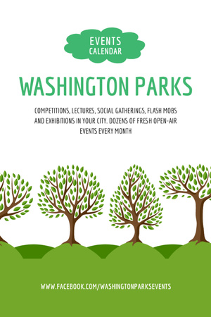 Park Event Announcement with Green Trees Postcard 4x6in Vertical Design Template