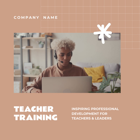 Job Training Announcement with Worker using Laptop Animated Post Design Template