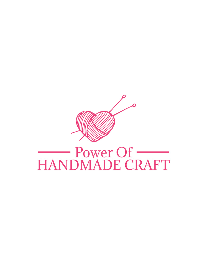 Handmade Craft Promotion With Heart Of Yarn T-Shirt Šablona návrhu