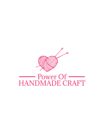 Handmade Craft Promotion With Heart Of Yarn T-Shirt Design Template