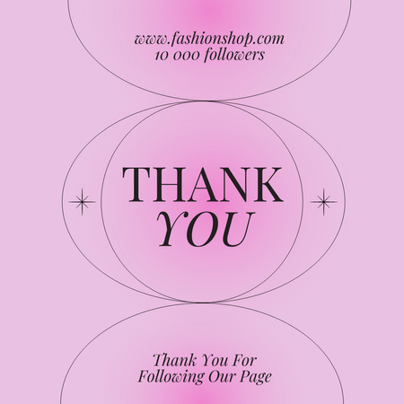 Thank You Phrase on Bright Pink Gradient Instagram Design Template