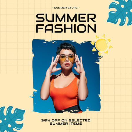 Summer Fashion Glasses Animated Post Tasarım Şablonu