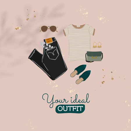 Illustration of Stylish Outfit Animated Post Design Template