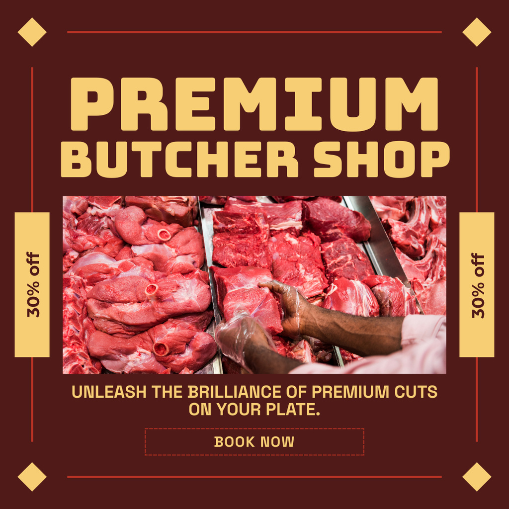 Premium Butcher Market Instagram AD tervezősablon