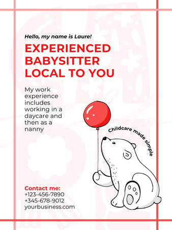 Babysitting Professional Introduction Card Poster US Design Template