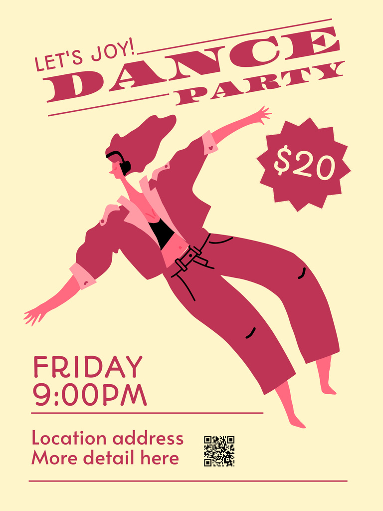Dance Party Event Announcement Poster US Tasarım Şablonu