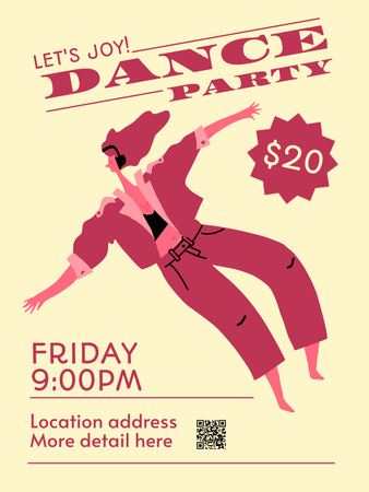 Dance Party Event Announcement Poster US Design Template