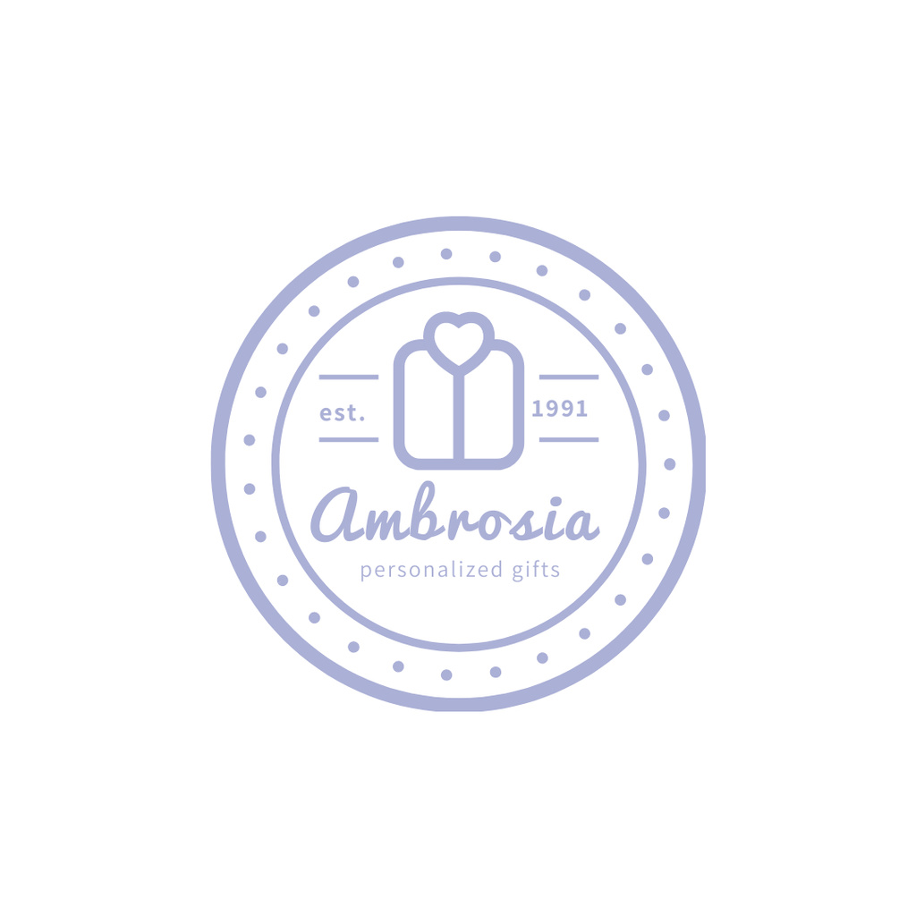 Platilla de diseño Gift Shop Ad with Stamp Icon with Present Logo 1080x1080px