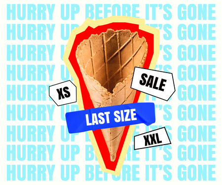 Funny illustration of Waffle Cone without Ice Cream Large Rectangle Design Template