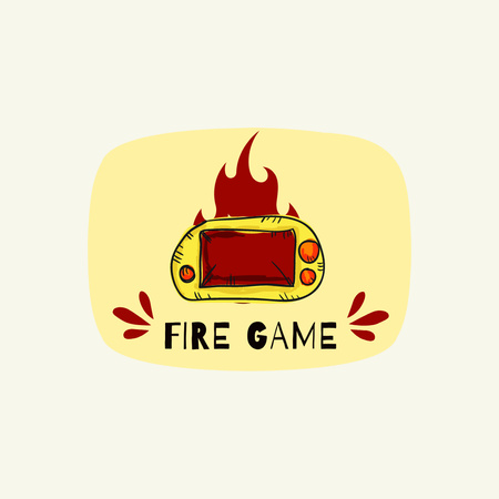 anúncio do clube de jogos com gamepad em fogo Logo Modelo de Design