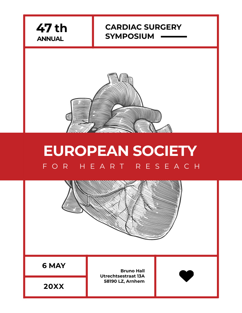 Cardiac Surgery Conference Offer with Human Heart Flyer 8.5x11in Šablona návrhu