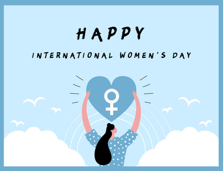 Platilla de diseño International Women's Day Greeting with Woman Holding Heart Thank You Card 5.5x4in Horizontal