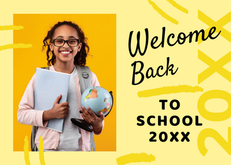 Student With Backpack And Books Postcard 5x7in Design Template