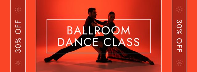 Promo of Discount on Ballroom Dance Class Facebook cover Design Template