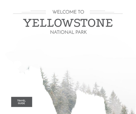 Yellowstone National Park with Bear silhouette Facebook Design Template