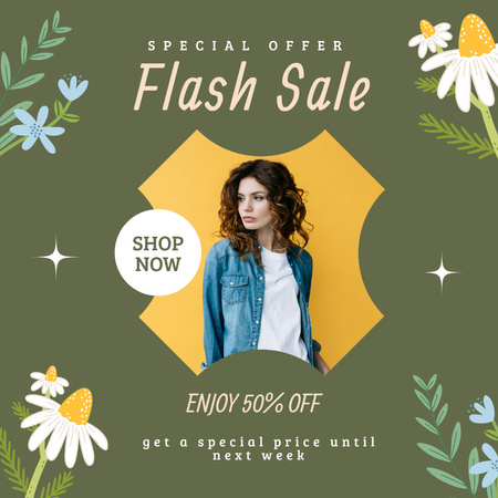 Fashion Flash Sale with Beautiful Woman Instagram Design Template