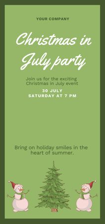 July Christmas Party Announcement with Cute Snowmen Flyer DIN Large Design Template