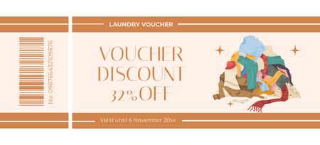 Discount Voucher for Professional Laundry Services Coupon 3.75x8.25in Design Template