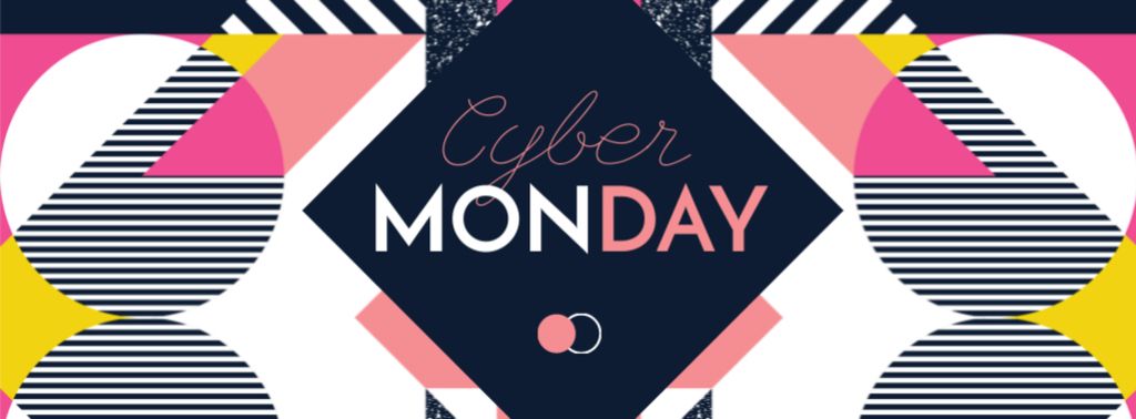 Plantilla de diseño de Cyber Monday sale on geometric pattern Facebook cover 