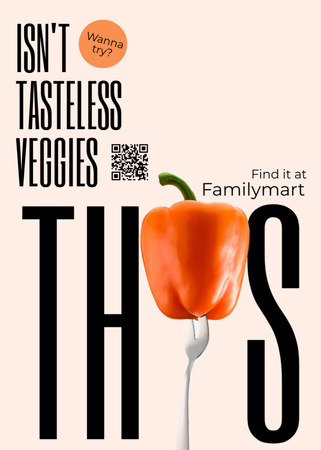 Tasteful Veggies With Pepper On Fork Flayer Design Template