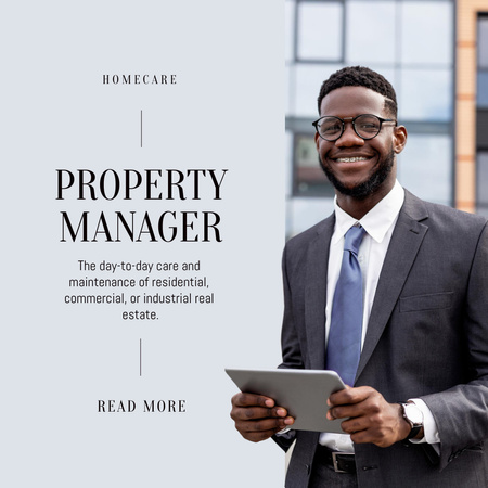 Well-organized Property Manager Services Offer Instagram AD Design Template