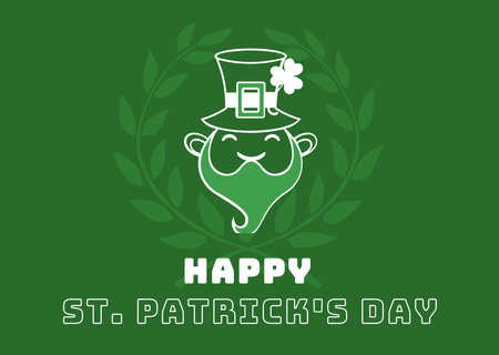 Happy St. Patrick's Day Greeting with Bearded Man Card Design Template