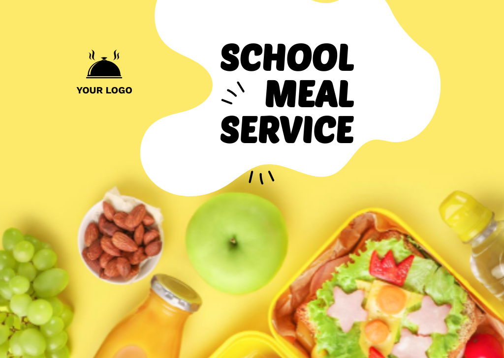 Szablon projektu School Food Ad with Lunchbox and Juice Bottle Flyer A6 Horizontal