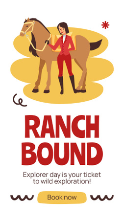 Template di design Annuncio della giornata dell'escursione al ranch a cavallo Instagram Video Story