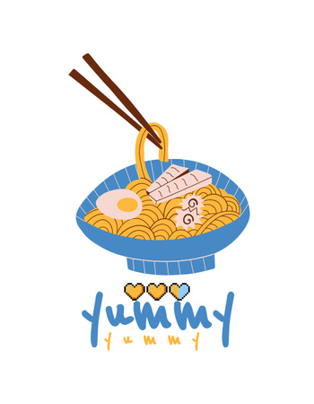 Yummy Japanese Food T-Shirt Design Template