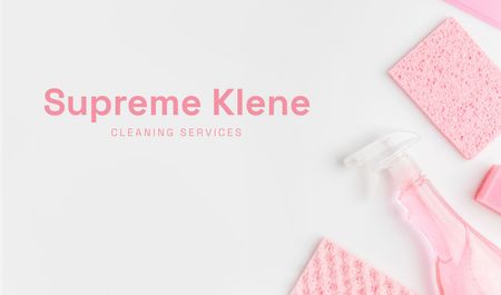 Ontwerpsjabloon van Business card van Cleaning Services with Pink Detergent