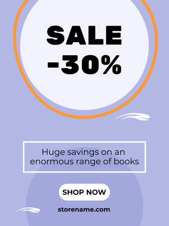 Book Sale Announcement with Circle on Blue Poster US Design Template