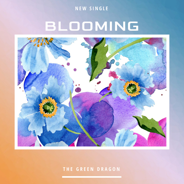 Album Cover with watercolor flowers Album Cover Design Template