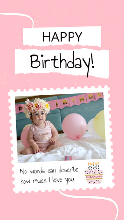 Plantilla de diseño de Balloons And Sincere Congrats On Baby's Birthday TikTok Video 