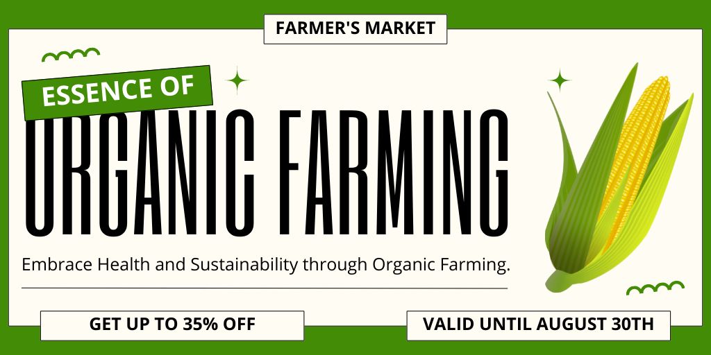 Ontwerpsjabloon van Twitter van Discount on Organic Products from Farmer's Market with Corn