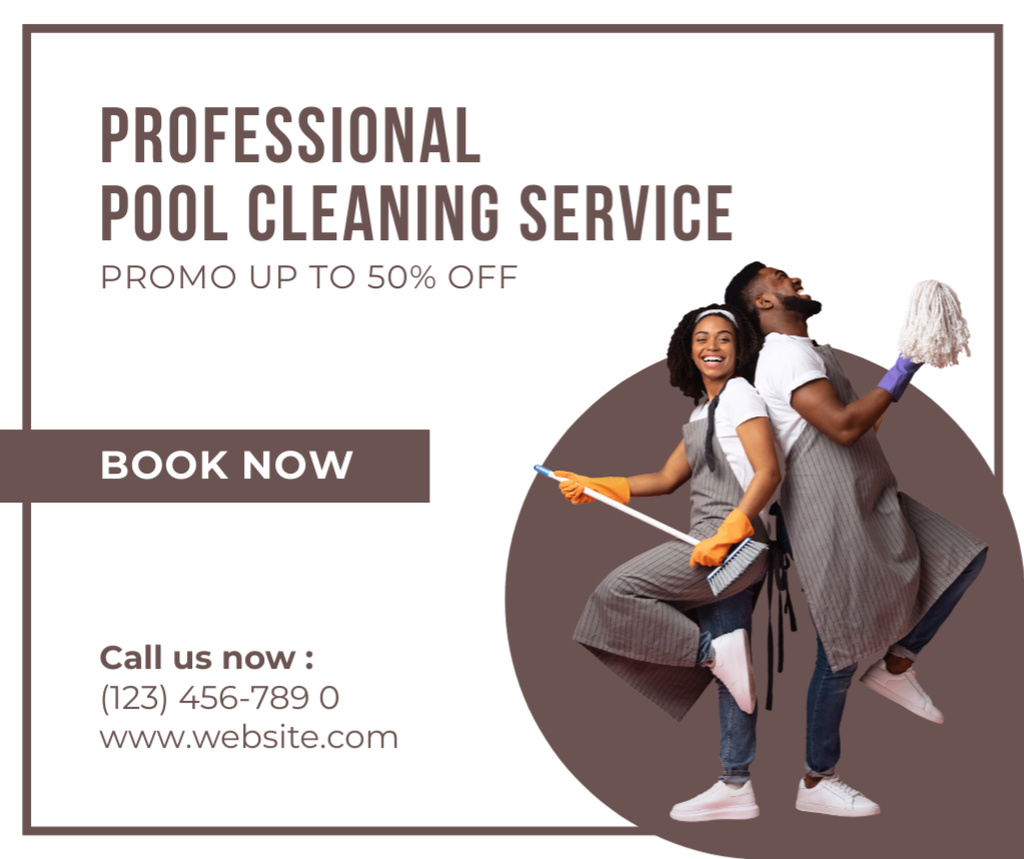 Promo of Professional Pool Cleaning Services Facebook Πρότυπο σχεδίασης