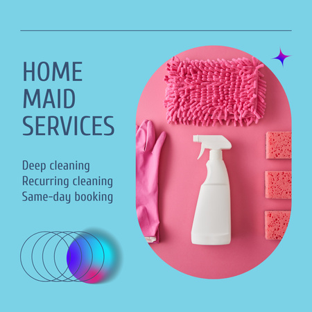 Home Maid Services With Several Options Of Cleaning Animated Post Modelo de Design