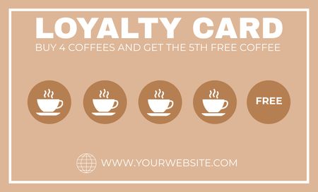 Coffee Shop Offer on Beige Loyalty Business Card 91x55mm Design Template